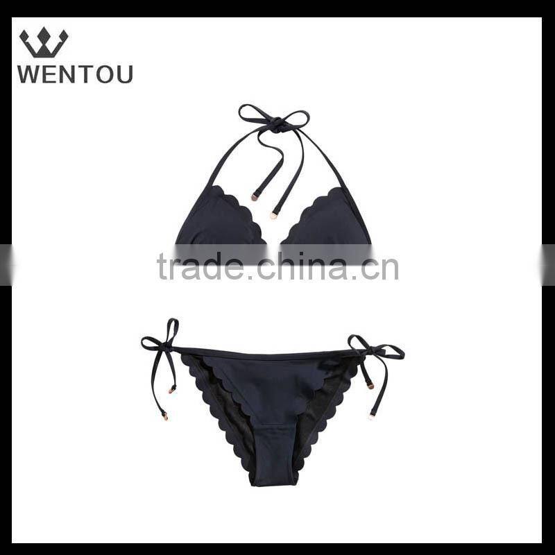 New design black Scalloped Bikini