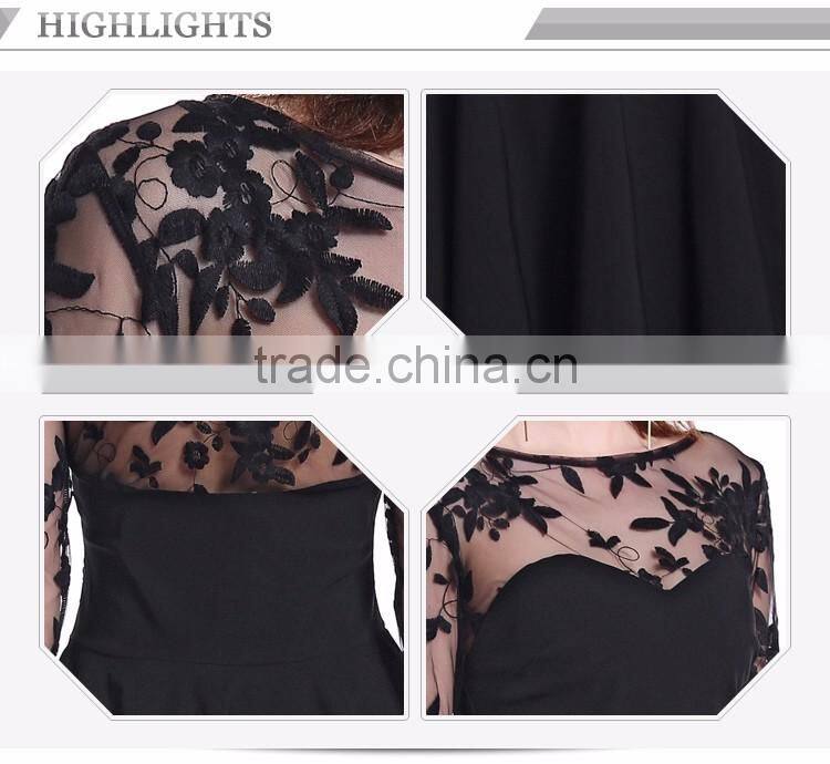 Customizable Pleated High Waist Black Lace Dresss