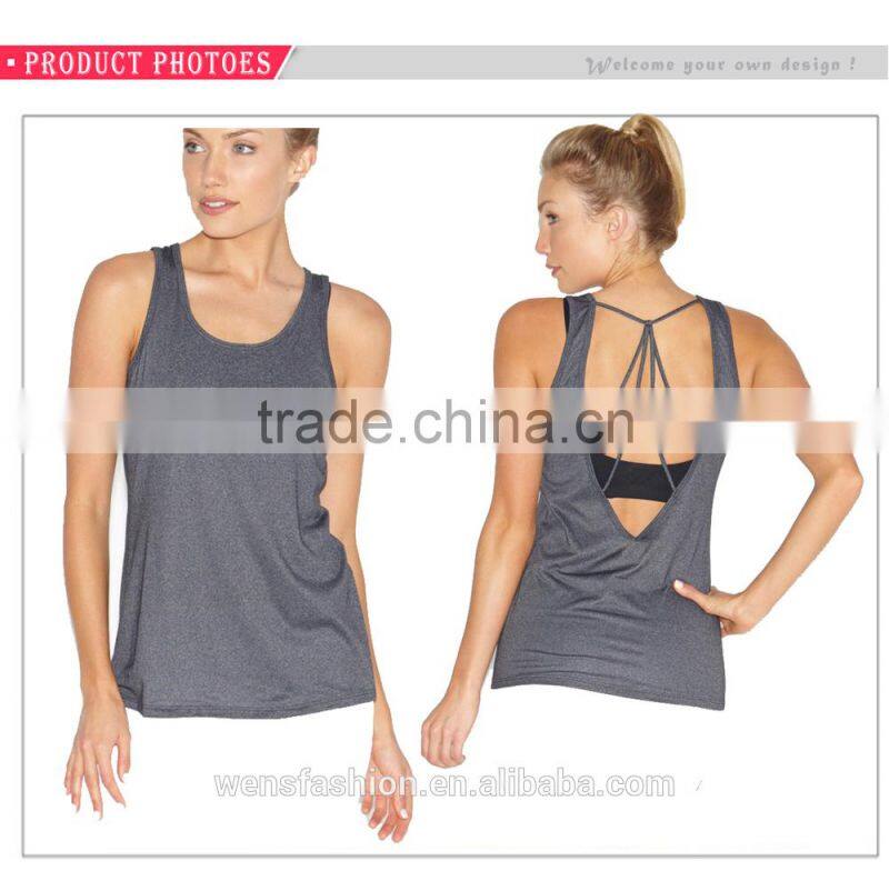 Women workout clothing nylon spandex Low yoga wear fitness gym tank top