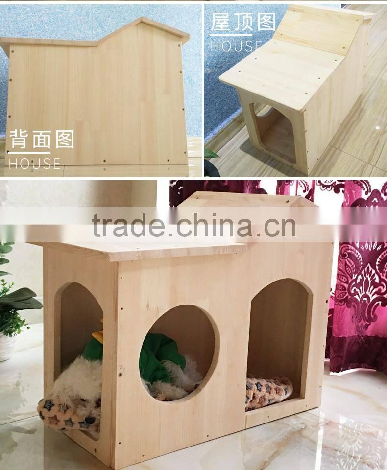 Hot selling china new fashion solid wood pet bed house wood pet doghouse for dog