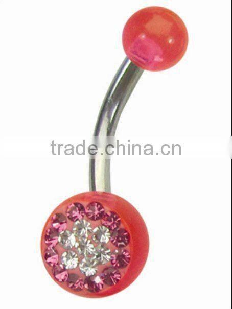 Stainless steel crystal body jewelry orange