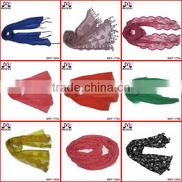 Wholesale new fashion lady's embroidery cotton shawl scarf