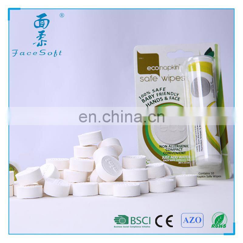 alibaba wholesale Restaurant Magic Compressed Coin Tissue Tablet Compressed Napkin