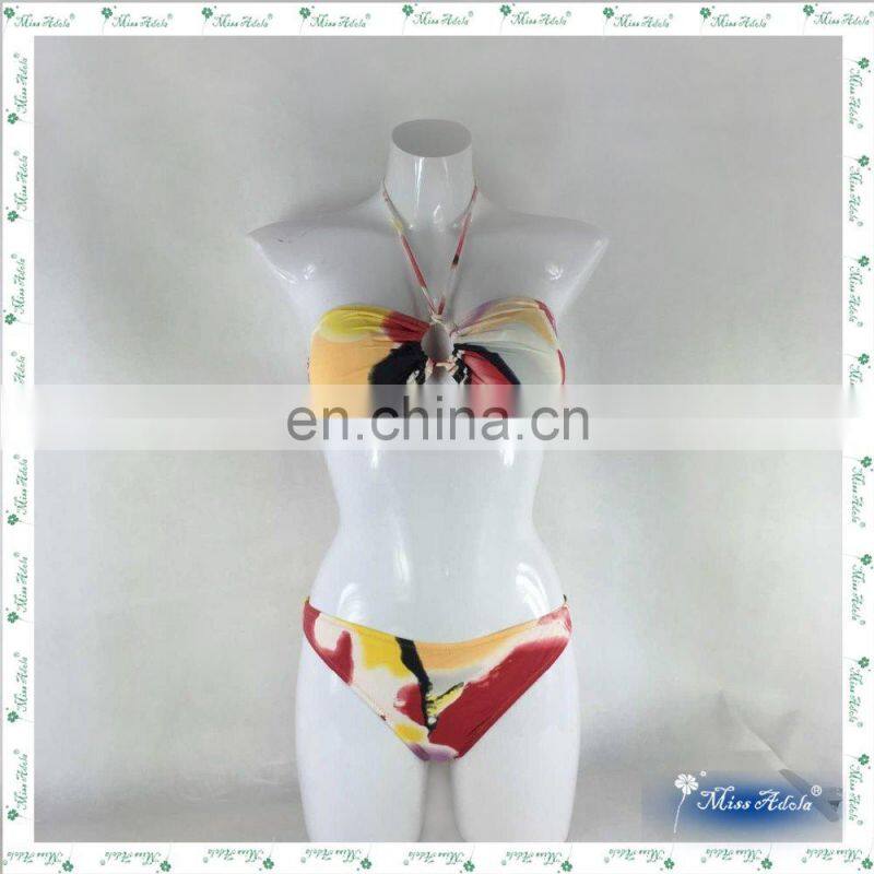 MissAdola illusion two pieces digital print swimsuit brazilian bikini ,sexy micro bikini , woman swimwear (REF-01)