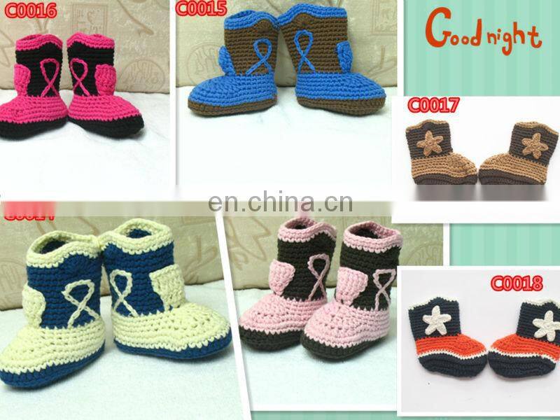 2015 Newborn Baby Boys Booties With Button Ankle Boots Baby Crochet Shoes Brown