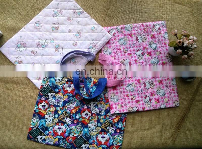 custom high-quality cotton quilted blue Shopping Drawstring Bag bunch of pocket recycle draw string bag gift bag shopping bag