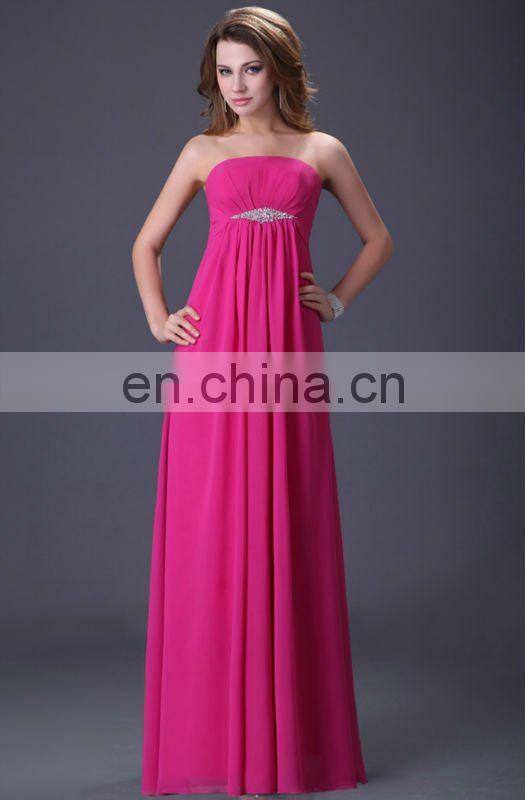 Grace Karin Strapless Chiffon Long Bridesmaid Dress With Four Colors CL3105-1