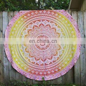 Indian Round Mandala Beach Throw Hippie Yoga Mat Towel Tassle Picnic Roundie Art