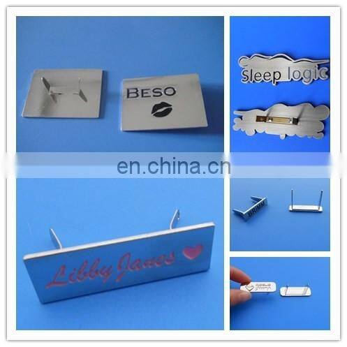 die casting zinc alloy metal plate for wallet decoration, anti silver letter bag plate in u buckle