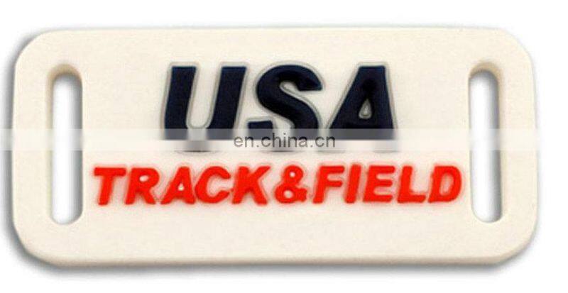 custom shoelace tag embossed soft pvc rubber shoe lace charms