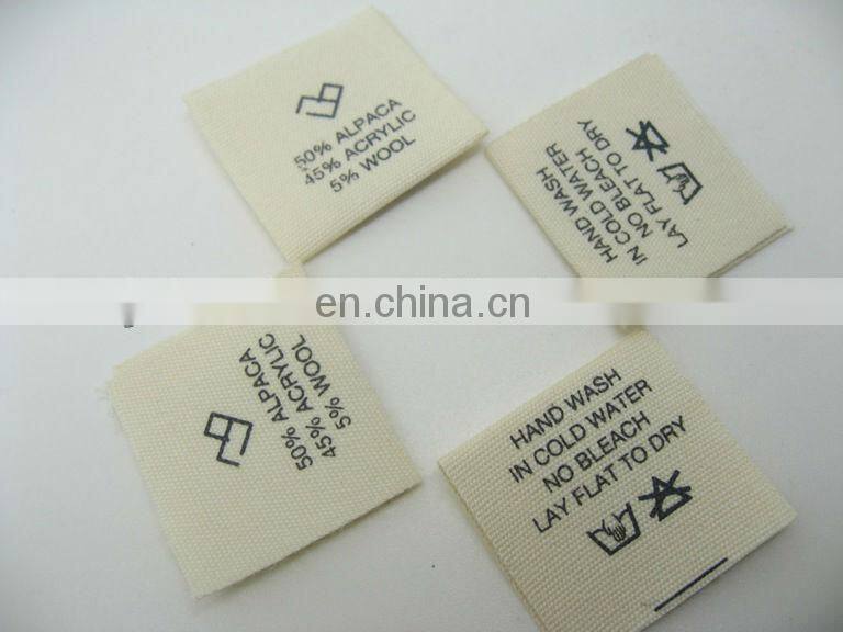 custom printing 100% cotton washing label