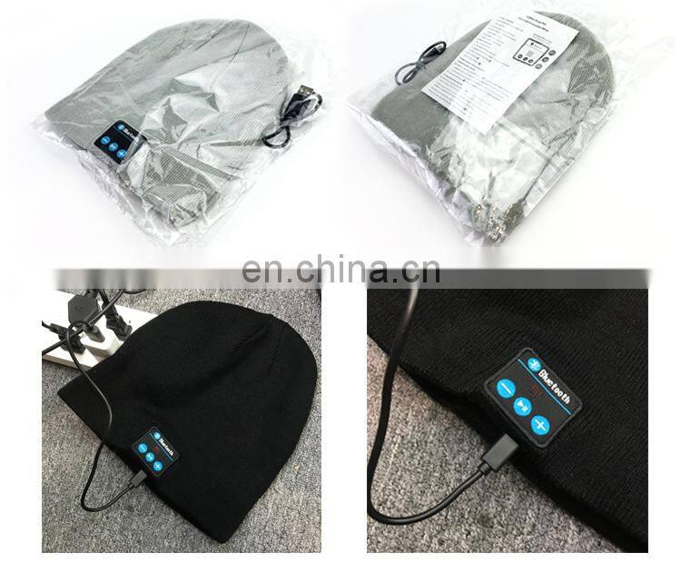 custom logo blue-tooth wool knitted beanie hat for men