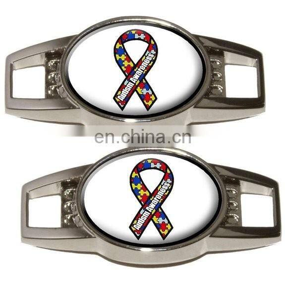 wholesale custom metal printing shoelace charm for sport shoes