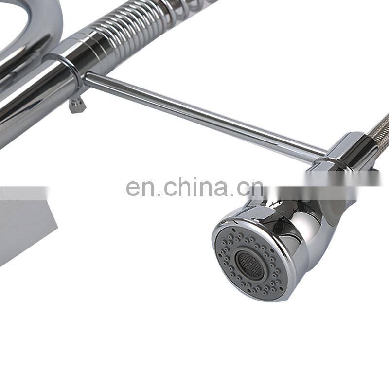 High quality double handed flexible commercial pull up kitchen faucet mixer