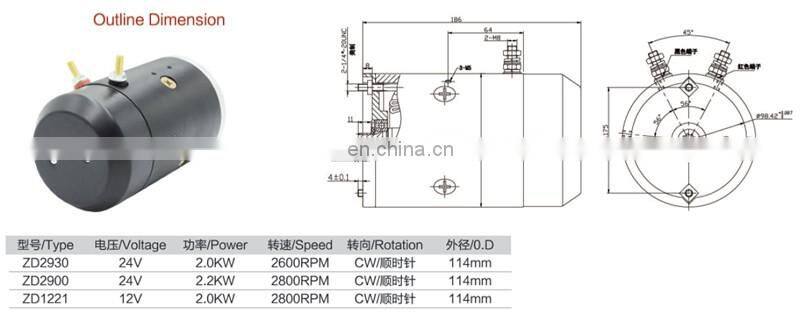 2.2KW 12 Volt Hydraulic Pump DC Motors