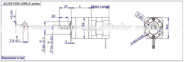 42JXE100K.42BLS bldc gearmotor with planetary gear reduction Helical Gear Low Noise Small Backlash upto 100w
