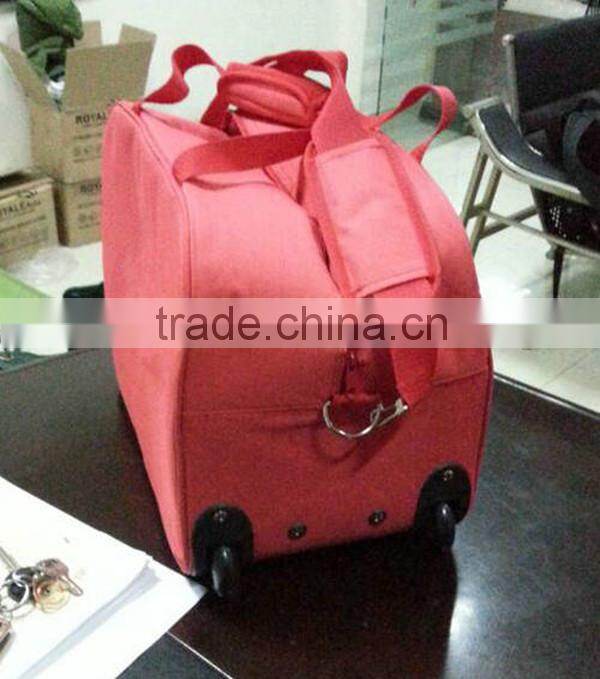 2014 hot red trolley cooler bag with wheels