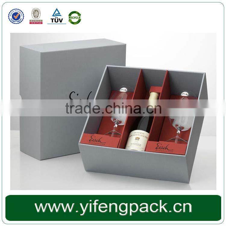 Custom High Quality cardboard single wine glass gift boxes with lid factory