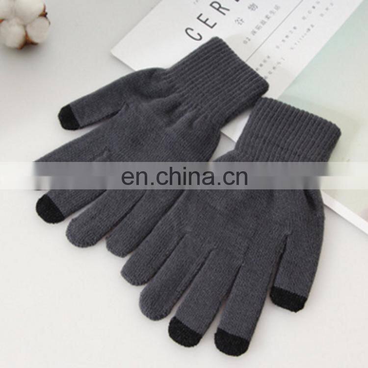 HY Solid Colors Wholesale Winter Warm Classical Knitted Cycling Screen Touch Gloves