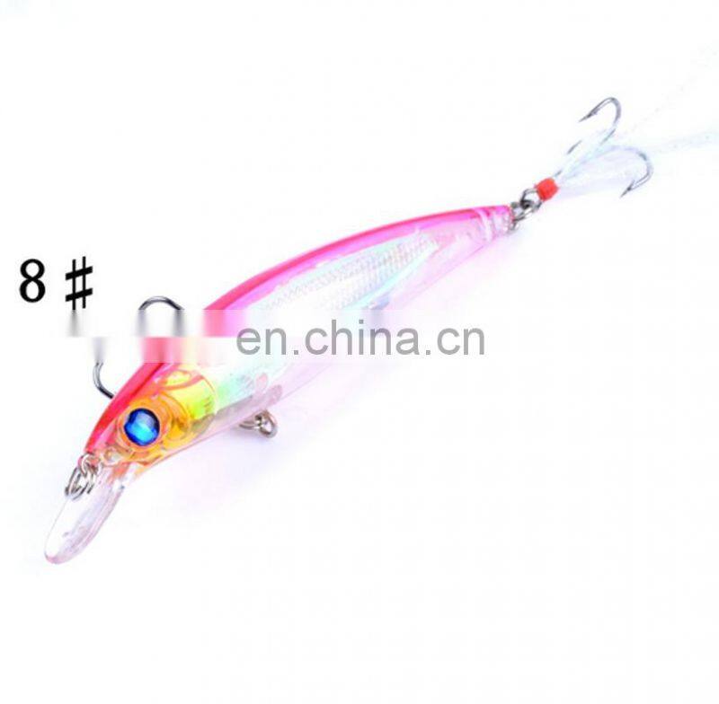 Hot Sale 11cm 13.4g ABS Plastic Fish Bait Fishing Minnow With Feather Hook