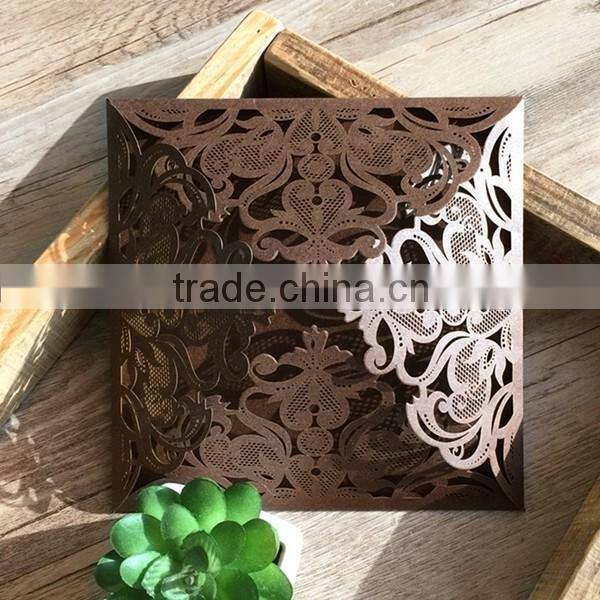 2016 Hot Sale Laser Cut Europe Customize Wedding Invitation Card