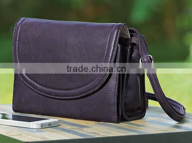 Super design small multi pocket leather crossbody bag leather shoulder organizer bag