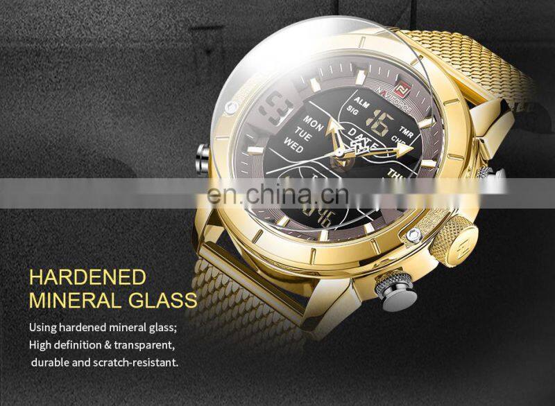 NAVIFORCE 9117 Luxury Quartz Movement Steel Watch Stainless Steel Week Display Luminous Wristwatches Wholesale Watches