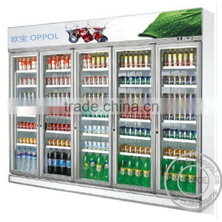 OP-A404 Large Capacity Glass Doors Supermarket Fridge