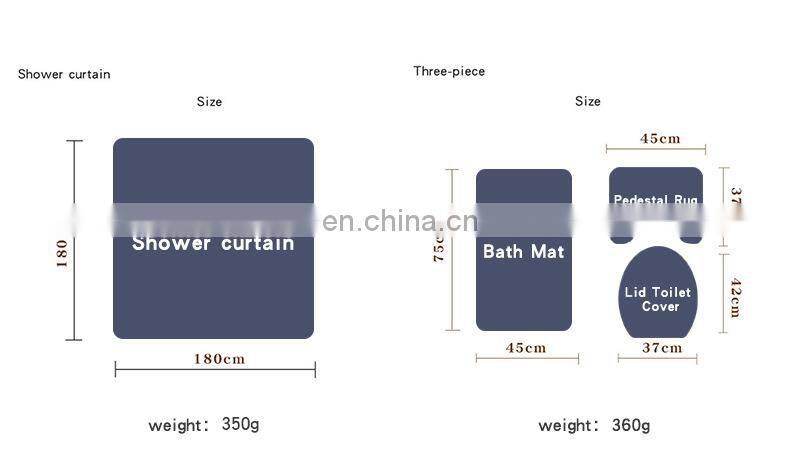 Luxury Famous Brand Latest Linen Custom Bathroom Shower Curtain and Rugs