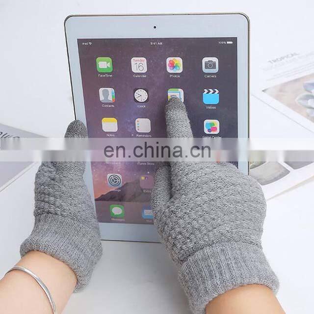 Wholesale Custom Acrylic Knitted Gloves Women Mnes Warm Knitted Winter Gloves For Outdoor