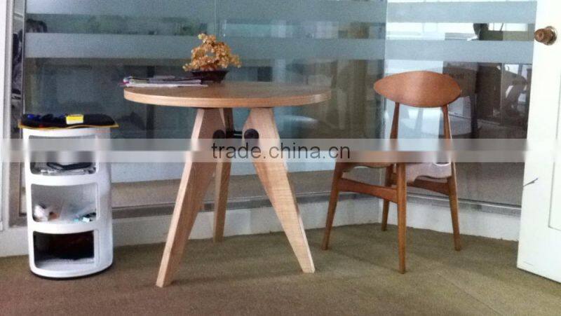 Jean Prouve round 80cm wood dining table