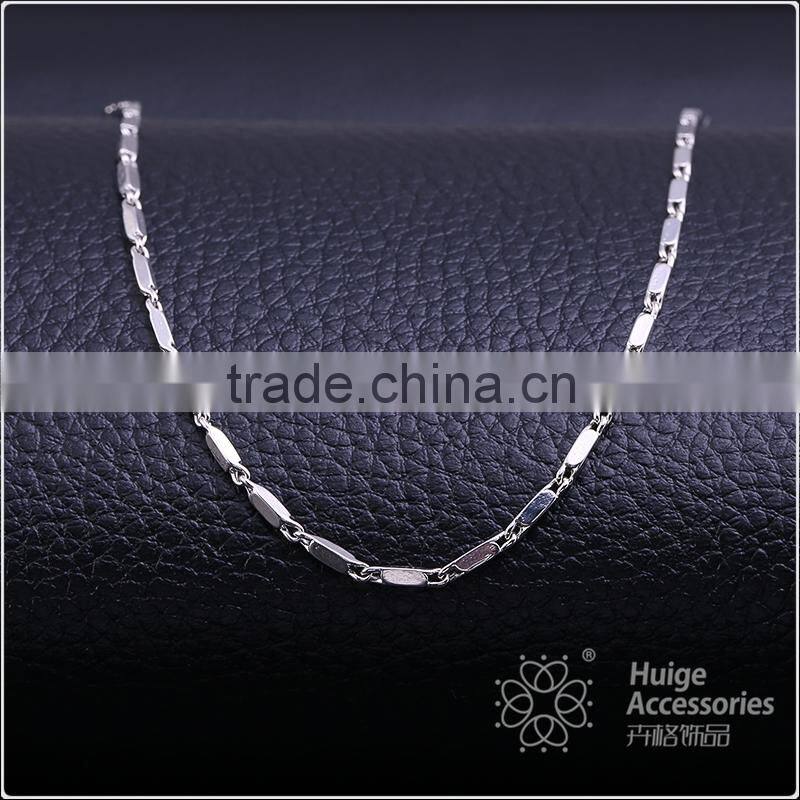 yiwu wholesale jewelry rhodium plated brass chain beautiful oblong shape necklace
