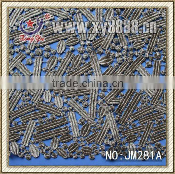 Luxury fashion golden metallic yarn lace