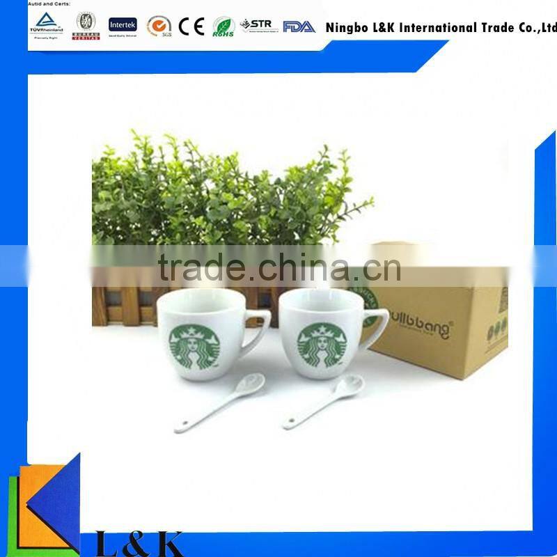 custom ceramic starbucks mug with spoon/ starbucks coffee mug for gift