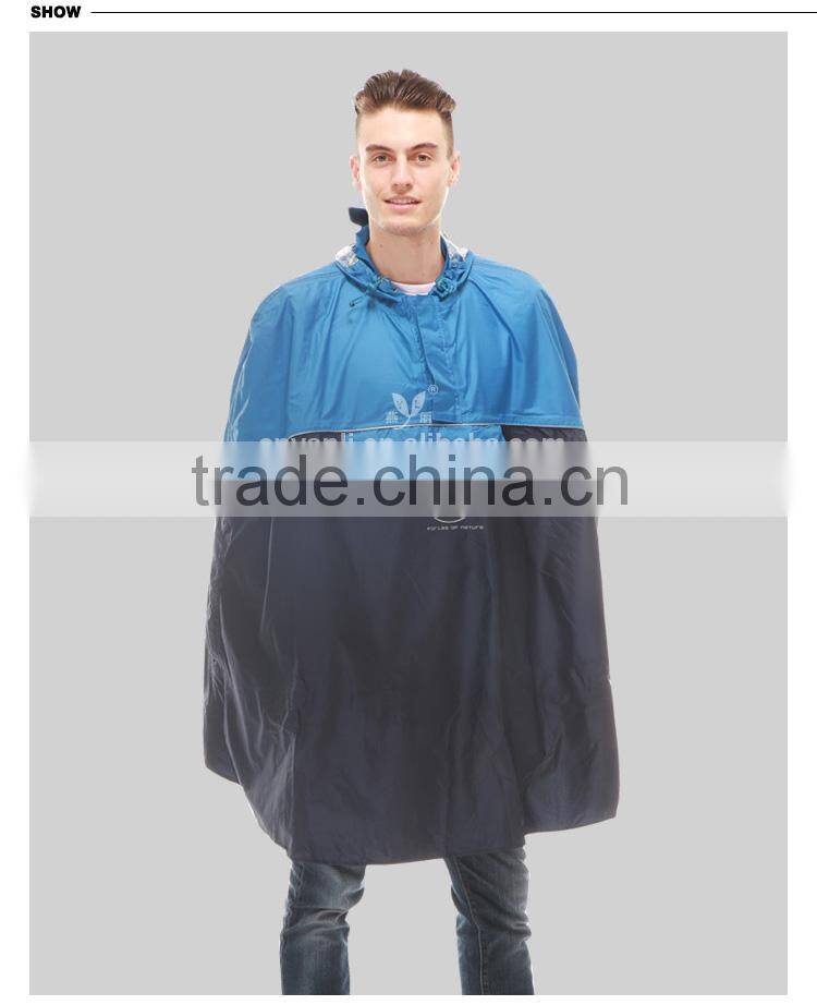YANLI blue-black fashion pvc poncho raincoat with a receive bag