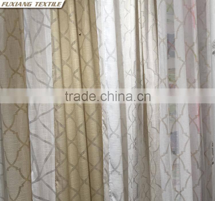 100% Polyester faux line geometric printed/jacquard/hot stamping in silver or gold window curtain fabric