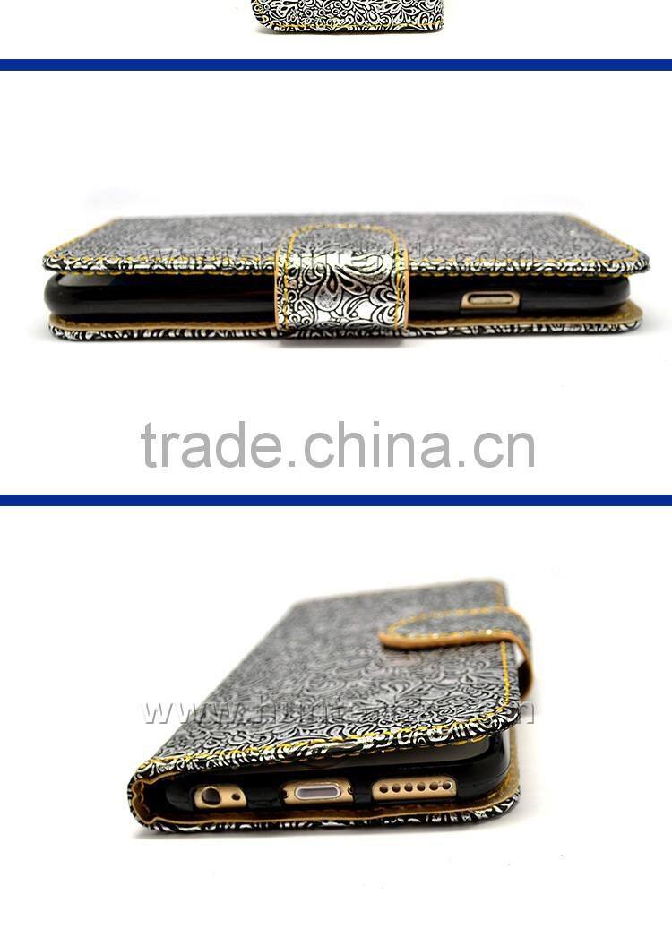 Retro Flower PU Leather Wallet Case For iPhone 6S