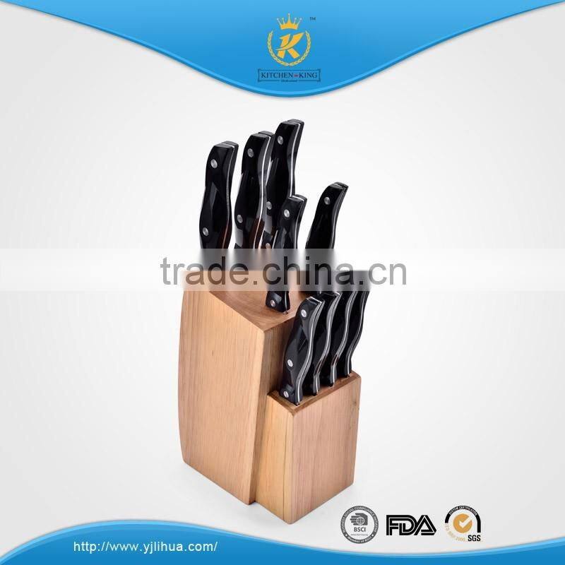KITCHEN KING ABS handle chef/slicer/bread/utility/paring knife set with wooden block