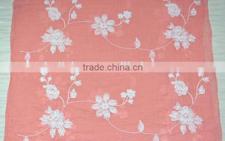 Wholesale Korea Fashion Ladies Cotton Flower Embroidery Shawls