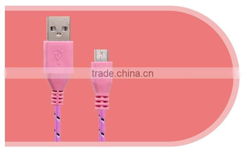 HOT 1M/2M/3M Nylon Fabric Braided Micro Data Sync USB Cable