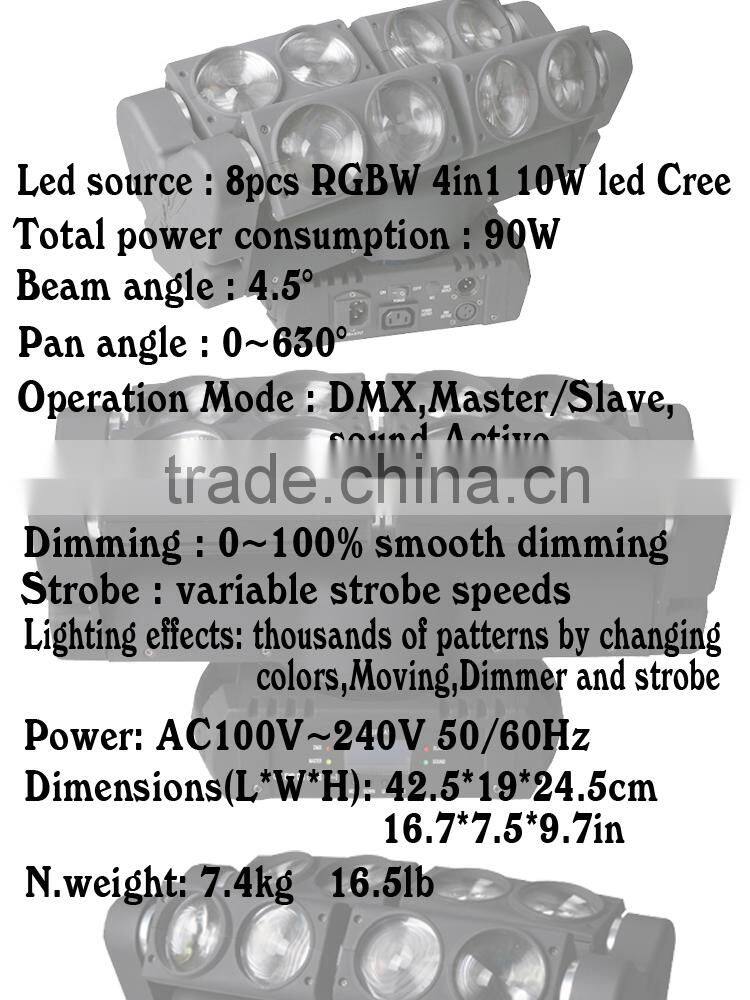 Reasonable Pricing 8*10W 4In1 Spider Moving Head Light,Led Spider Beam Light