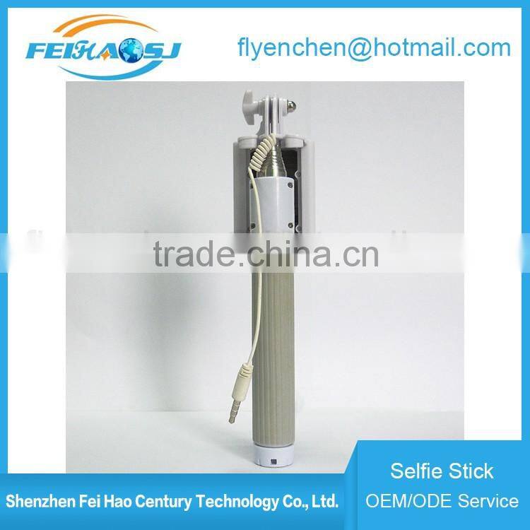 2016 Fashion fodable pocket cable monopod wired selfie stick with mirror