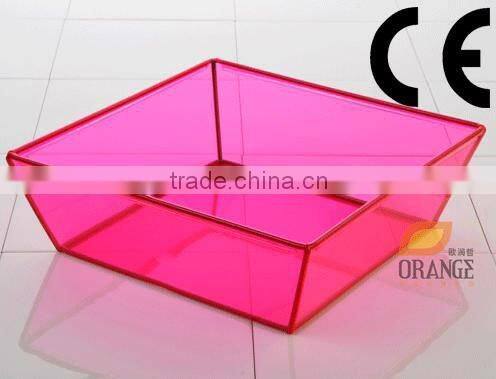 Adorable Deep-pink acrylic candy tray,square tray sweet