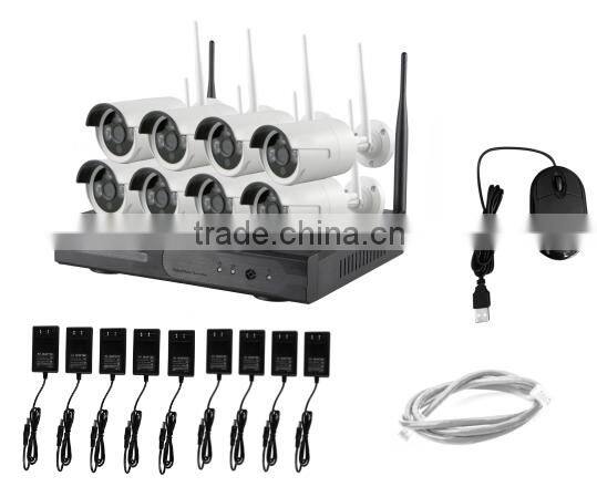 Outdoor 960P 8CH wireless cctv kit, 8 Channel Wifi 1.3MP ip camera NVR CCTV Wireless Camera System bullet type
