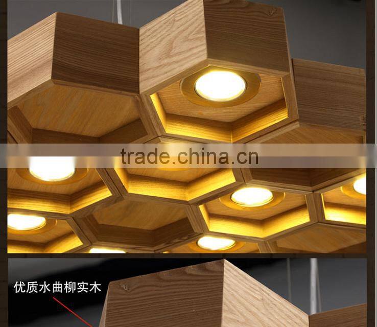 New Design honeycomb wooden Ceiling Lamp With LED lighting