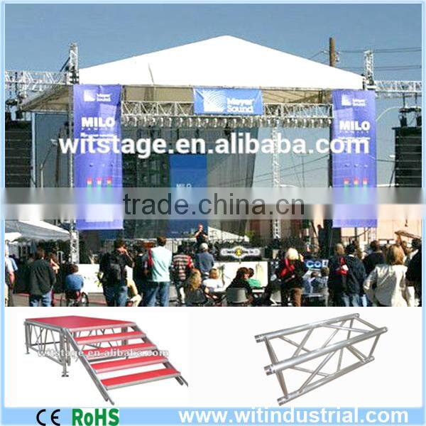 6 pillars outdoor aluminum stage with shade roof