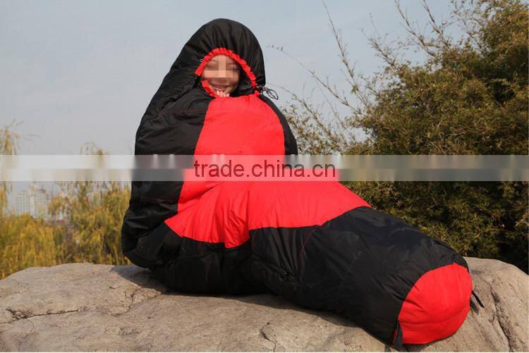 Outdoor light camping heated mummy minion down sleeping bag