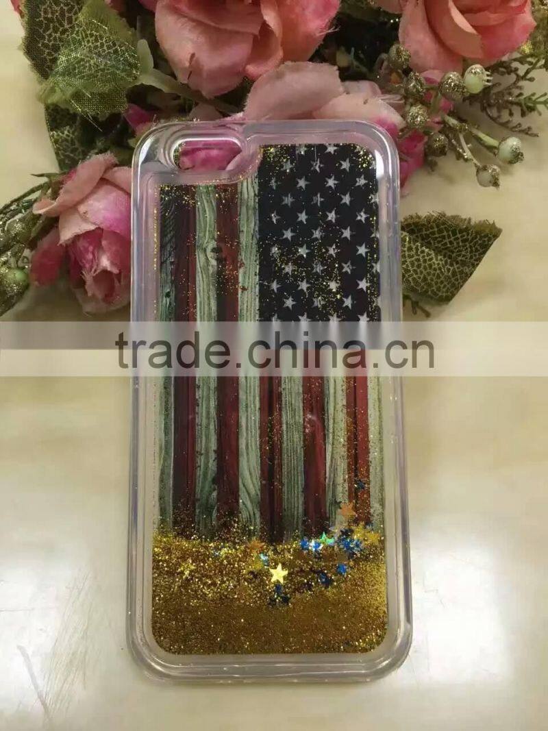 USA UK Flag Liquid Glitter Stars Bling Moving Latest Design TPU Case Cover For iPhone & Samsung