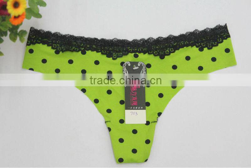 Laser Cut Seamless Dot Print Cute Sexy Women G-string Picture