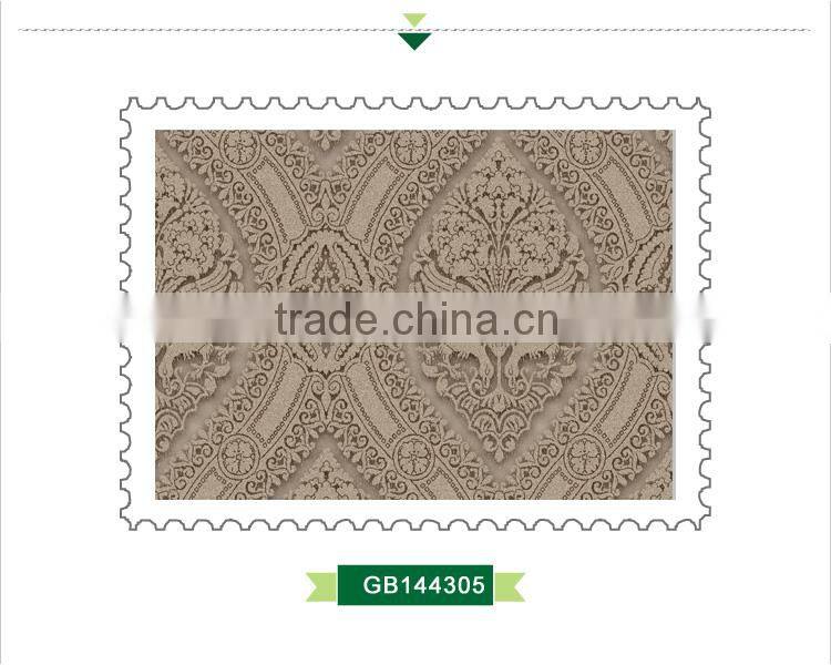 2016 embossed vinyl coated wallpaper, latte retro damask wall mural for home , new design wall decor manufacturer